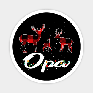 Opa Reindeer Plaid Pajama Shirt Family Christmas Magnet